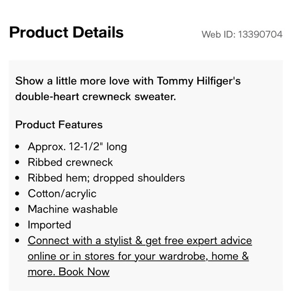 Tommy Hilfiger Women's Cropped Double Heart Sweater Navy Crewneck Size Large. - Picture 2 of 12